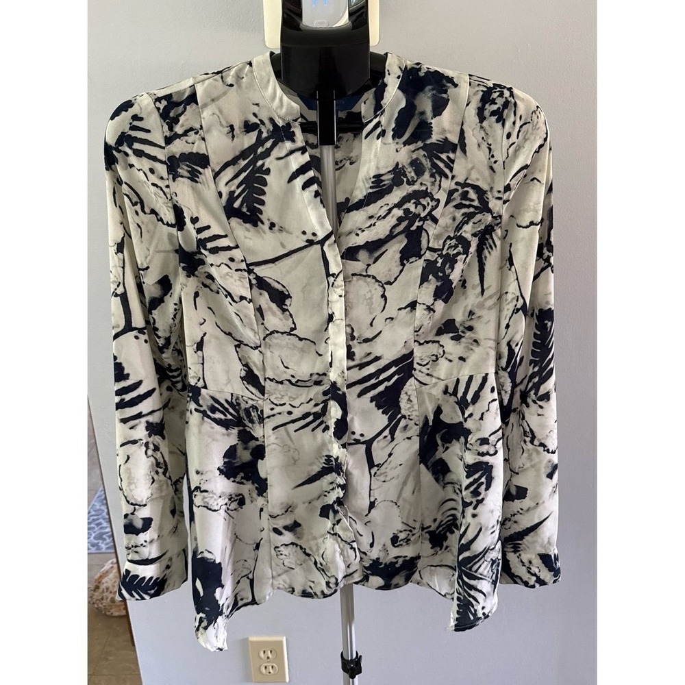 Simply Vera Wang Womens Long Sleeve Multicolor Button Down Blouse Size Small